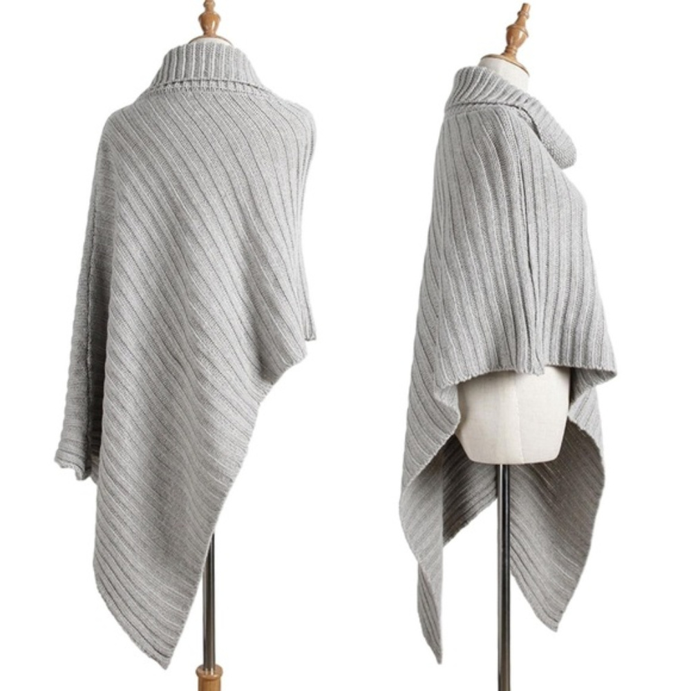 SALE✨Beautiful grey sweater poncho-OSFM✨ HP - Picture 6 of 7